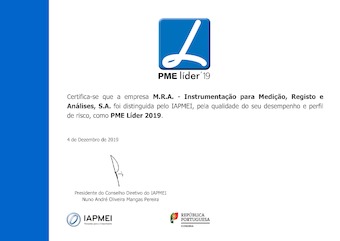 Atribudo  MRA Instrumentao, S.A. o Estatuto de PME Lder 2019