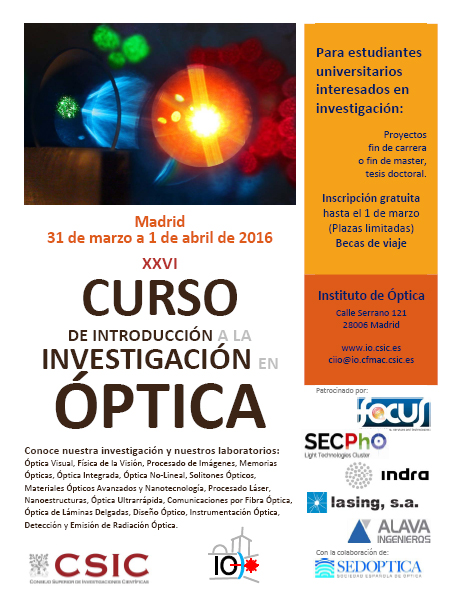 XXVI CURSO INTRODUCCION INVESTIGACION OPTICA